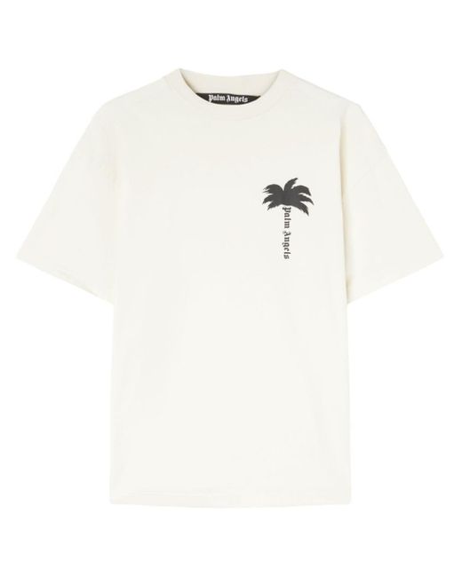 T-shirt en coton à imprimé palmier Palm Angels pour homme en coloris White