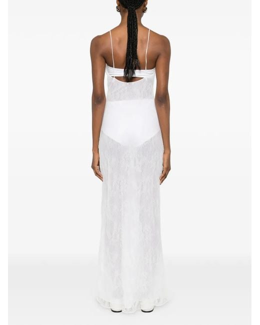 Oseree White Bridal Lace O Gem Slip Dress W Linning
