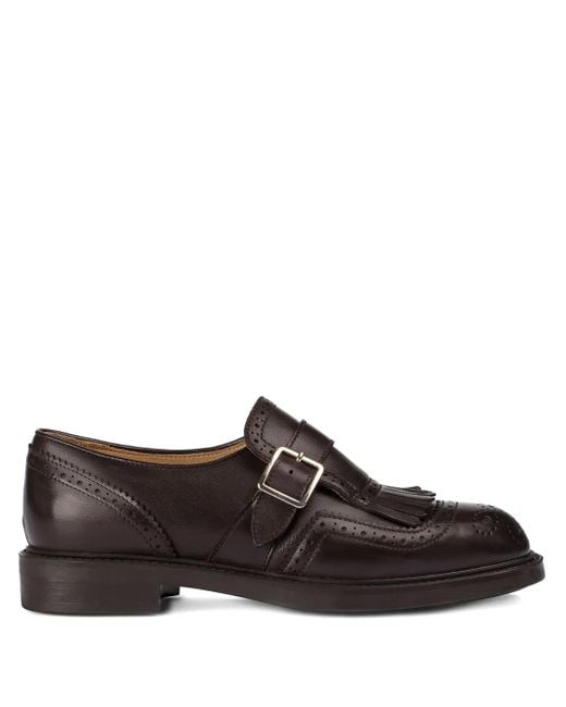 Doucal's Brown Single-Buckle Fringed Shoes