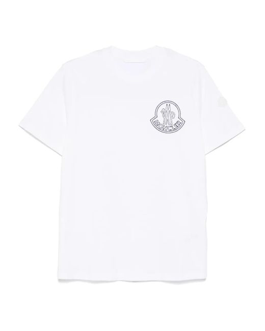 Moncler White Cotton T-Shirt With Logo for men