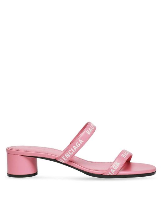 Sandalias con doble tira y logo de Balenciaga de color Rosa | Lyst