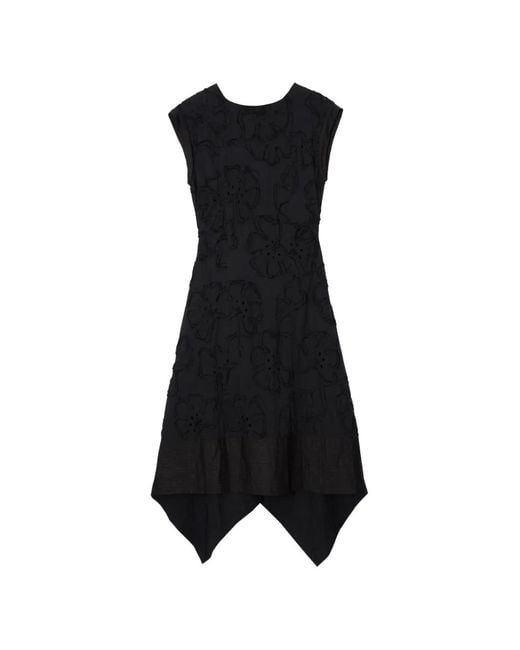 3.1 Phillip Lim Black Floral Asymmetrical Midi Dress