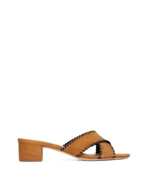 Cinq À Sept Brown Amanda Whipstitch-Trim Sandals