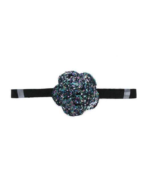 Cynthia Rowley Blue Iridescent Sequinned Flower Tie