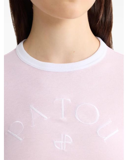 Patou Pink Embroidered-Logo T-Shirt