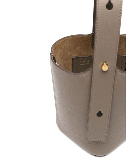 Loewe Pebble レザー バケットバッグ ミニ Gray