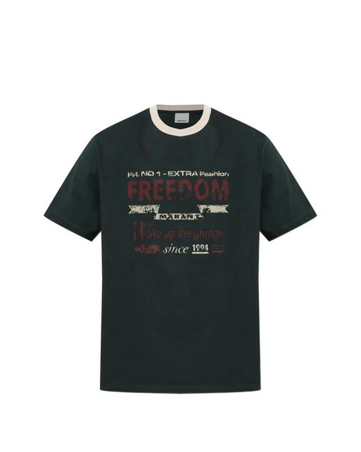 Isabel Marant Black Hiroe Logo-Print T-Shirt for men