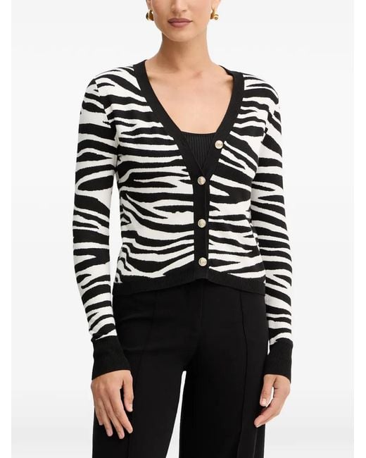 Morgan Black Zebra-Print Button Cardigan