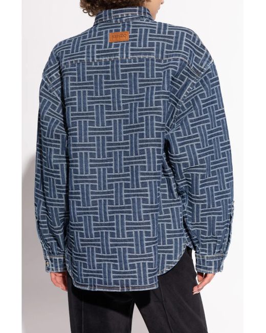 KENZO Blue Weave Loose Japanese Denim Shirt