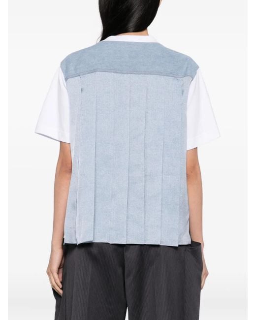 T-Shirt À Design Plissé Sacai en coloris White