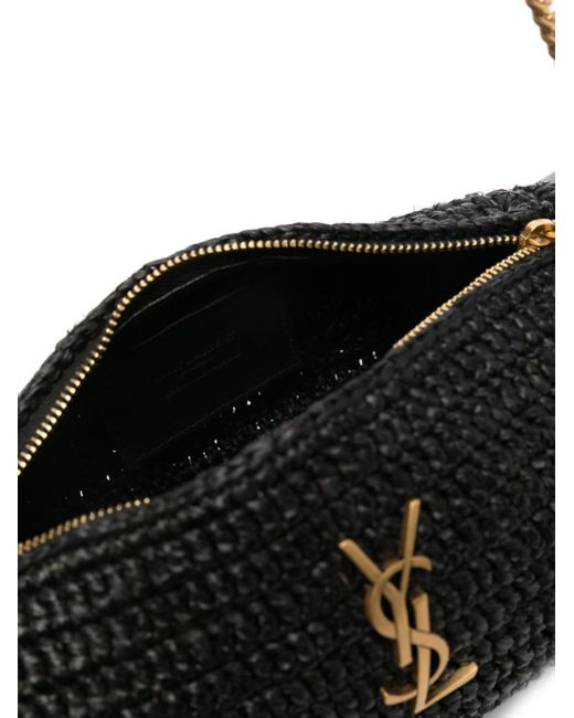 Petit sac porté épaule Sade en raphia Saint Laurent en coloris Black