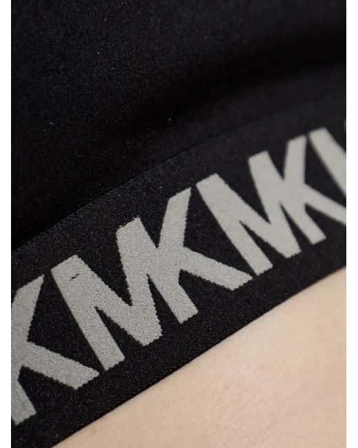 MICHAEL Michael Kors Black Logo-Tape Cross-Back Crop Top