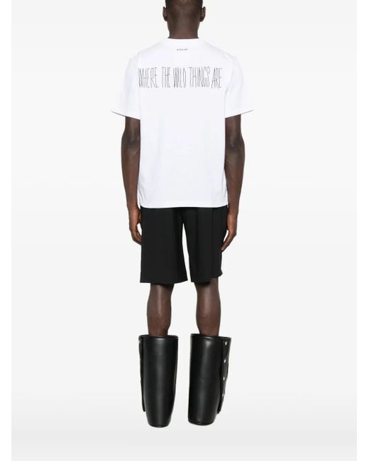 Sacai White Graphic-Print Cotton T-Shirt for men