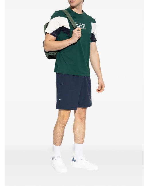 EA7 Blue Short À Logo Imprimé for men