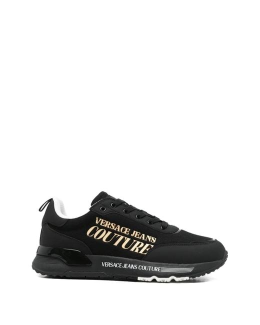 Versace Jeans Couture Black Logo-Detail Lace-Up Sneakers for men