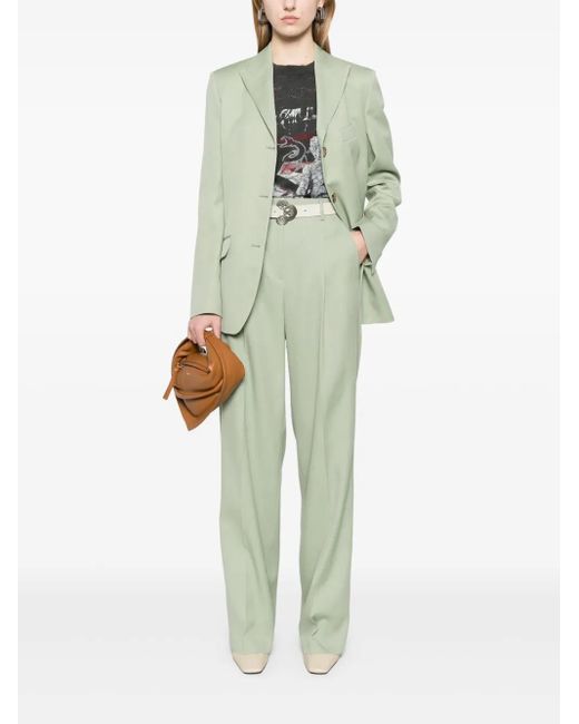 Golden Goose Deluxe Brand Green Sage Relaxed Fit Trousers With Functional Pockets