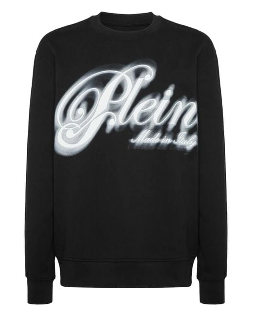 Philipp Plein Black Logo-Print Sweatshirt for men