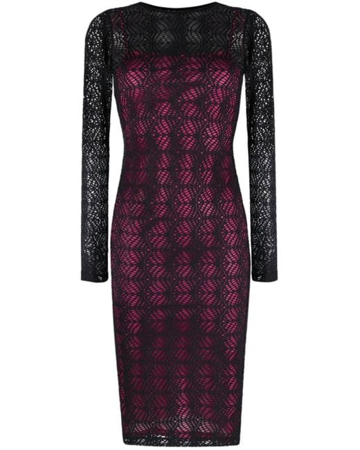 Versace Purple Langärmeliges Kleid mit Sheer-Effekt