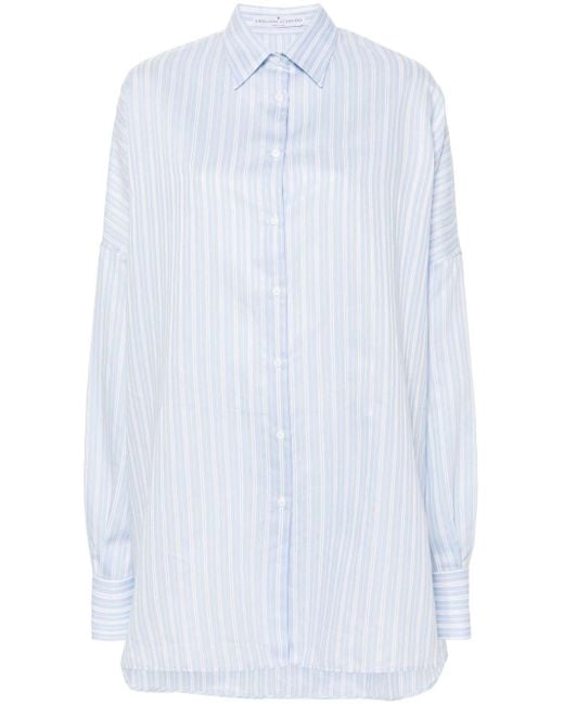 Ermanno Scervino White Striped Batwing-sleeve Shirt
