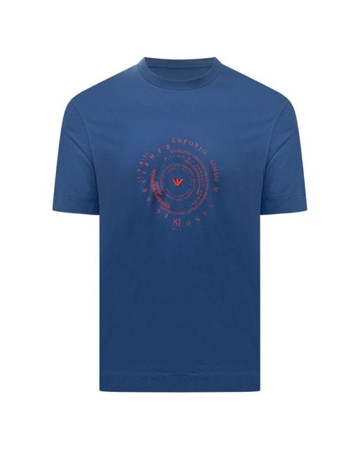 Emporio Armani Blue T-Shirt Imprimé for men