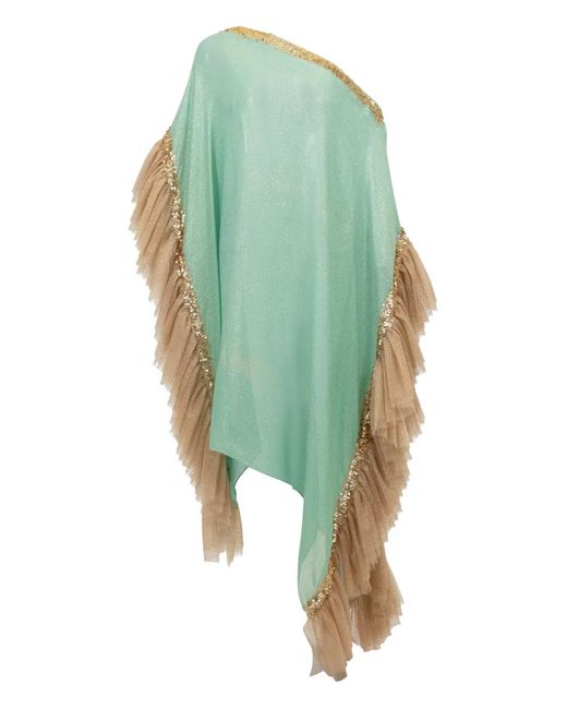 SANA OSMANI Green Mirma Sequin Ruffled Kaftan
