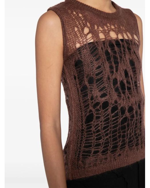 Rick Owens Pink Spider Open-Knit Tank Top