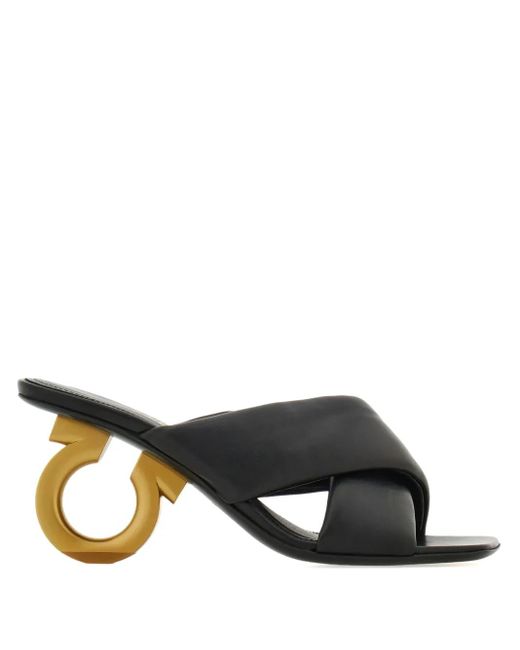 Ferragamo Black Gancini-Heel Sandals