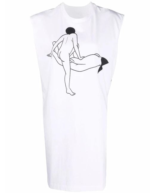 Lemaire White X Tomaga Printed Sleeveless T-Shirt Dress