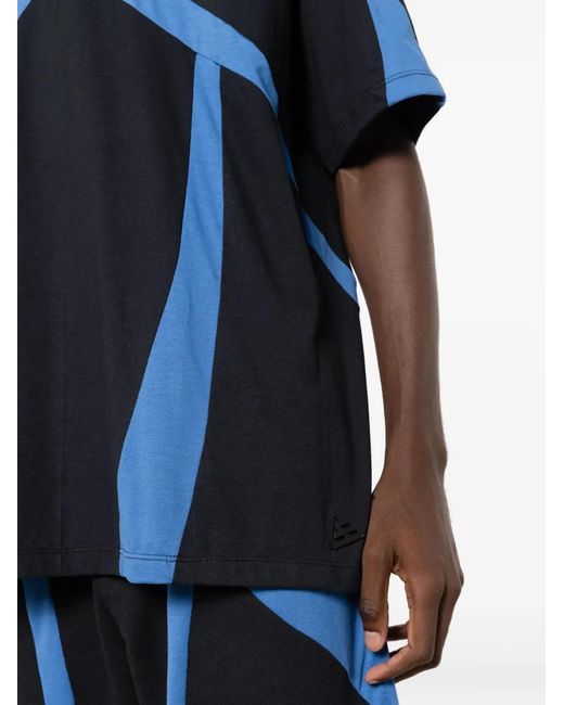 Amir Slama Blue Panelled Round-Neck T-Shirt for men