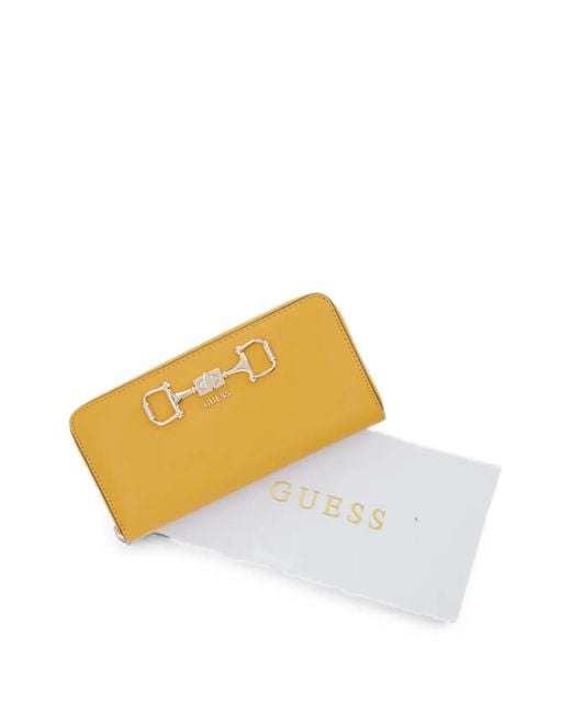 Guess Orange Horsebit Zip-Around Wallet