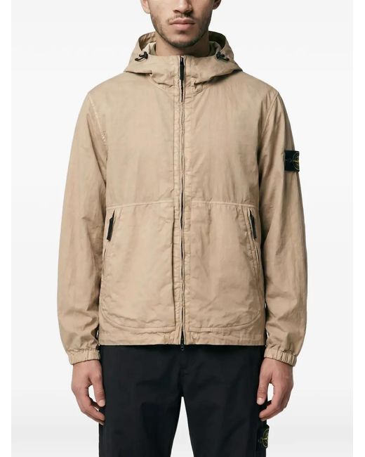 Stone Island Natural Logo-Patch Hooded Jacket for men