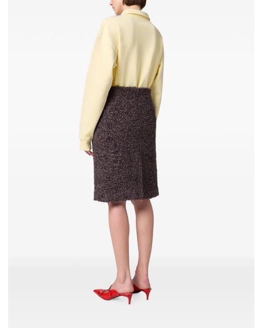 MSGM Brown Bouclé-Effect Midi Skirt