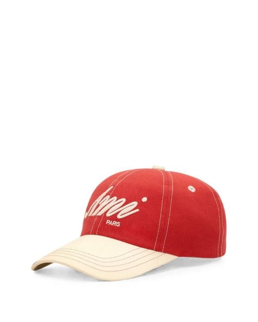 AMI Red Casquette En Coton Avec Broderie