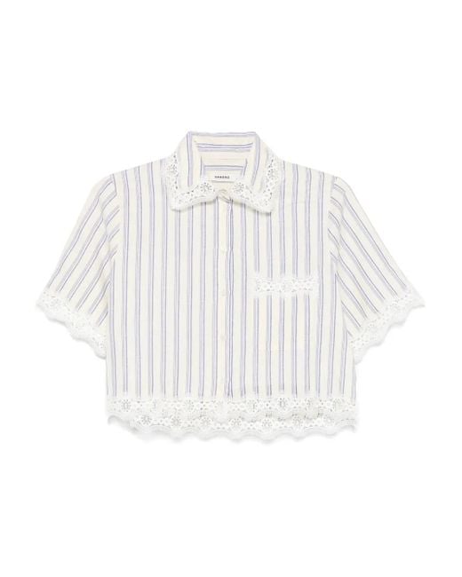Camisa corta a rayas Sandro de color White