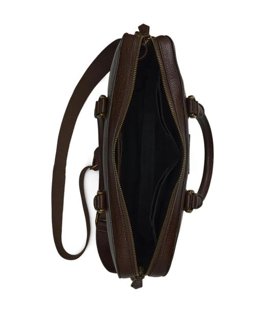 Polo Ralph Lauren Black Pebble-Leather Detachable-Strap Briefcase for men