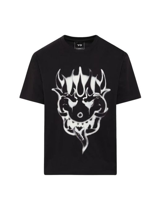 Y-3 Black Yaksha Graphic-Print T-Shirt for men