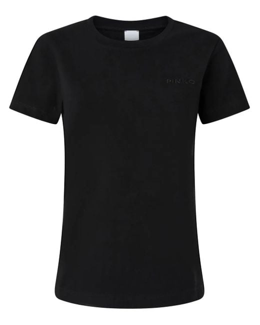 Pinko Black T-Shirt mit Logo-Stickerei