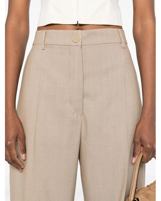 Sportmax Natural Virgin wool high-waisted trousers