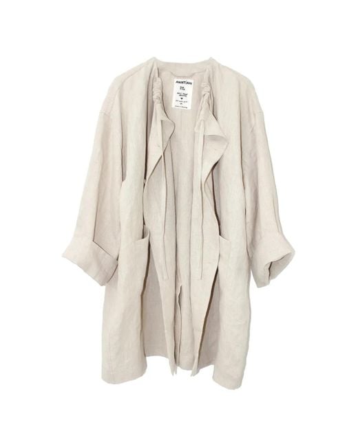 Anntian White Patch-Pocket Trench Coat