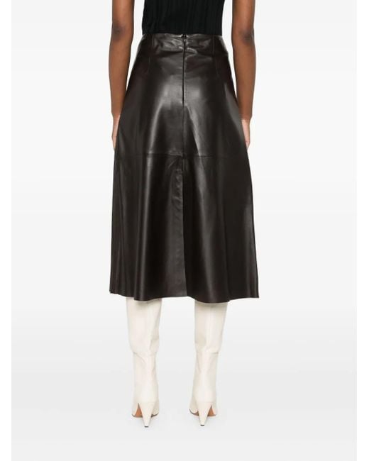 Arma Gray Leather A-Line Skirt