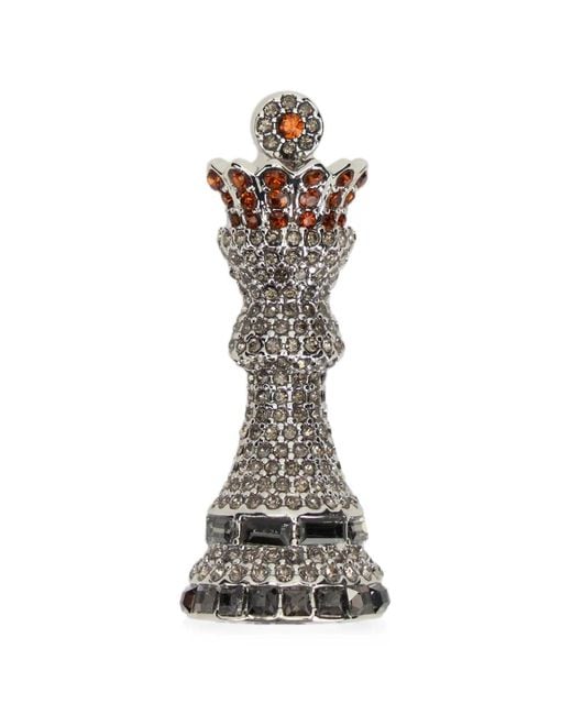 Weekend by Maxmara White Crystal-Embellished Chess-Piece Brooch