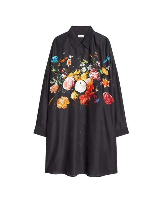 Dries Van Noten Black Viscose Shirt Dress