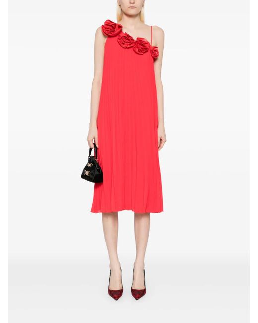 Karl Lagerfeld Red Karl Studio Pleated Dress