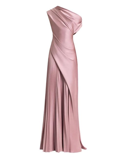 Gemy Maalouf Pink Asymmetrical Plissé Dress