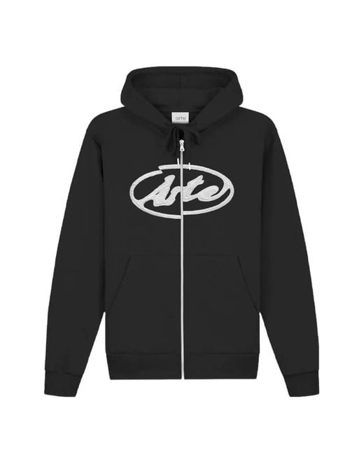 Arte' Black Zip-Up Hoodie for men