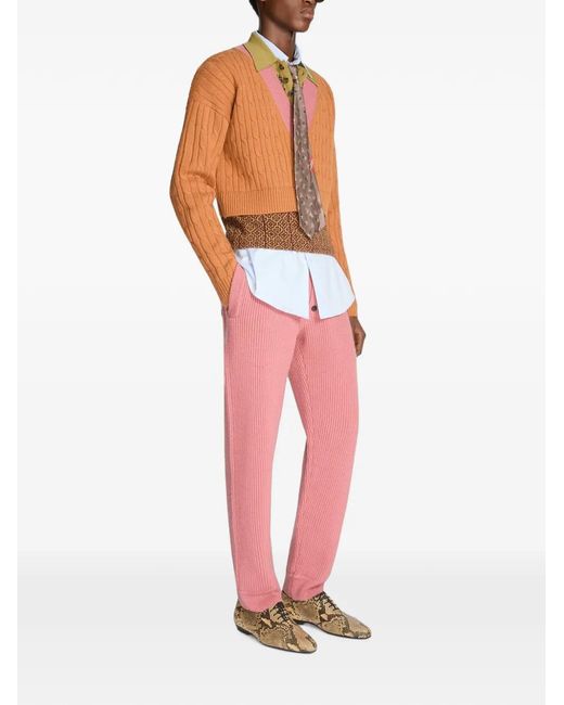 Dries Van Noten Orange Layered Wool Sweater for men
