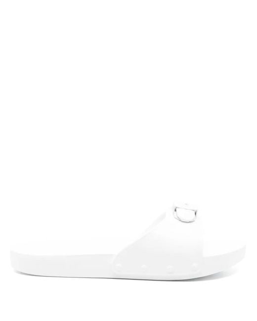 Scholl White Rubber Slides