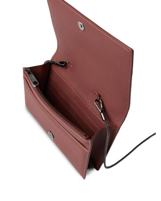 Brunello Cucinelli Purple Leather Chain Wallet