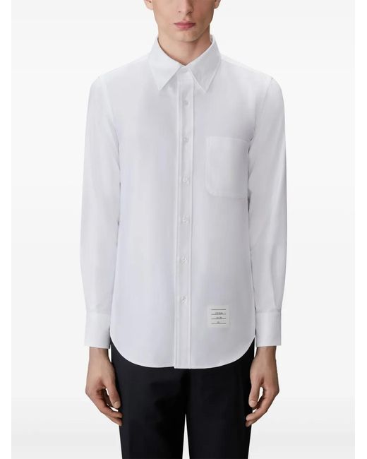 Thom Browne White Logo-Appliqué Shirt for men