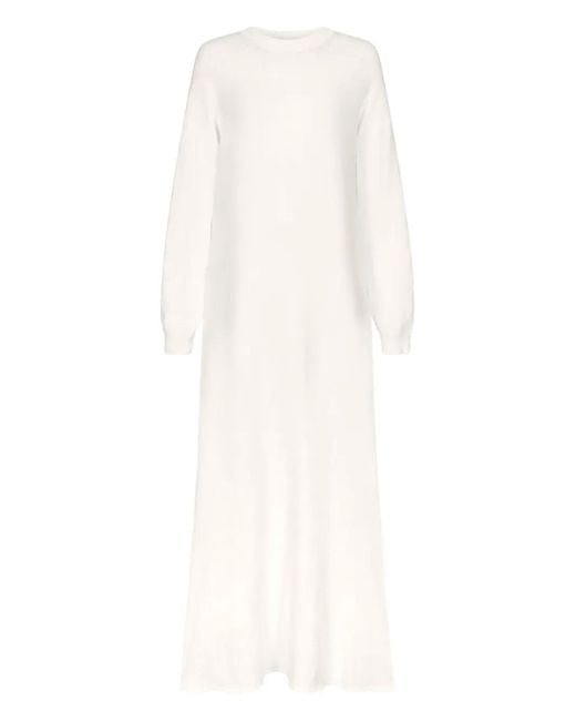 Loulou de Saison White Lucy Long-Sleeve Knitted Maxi Dress